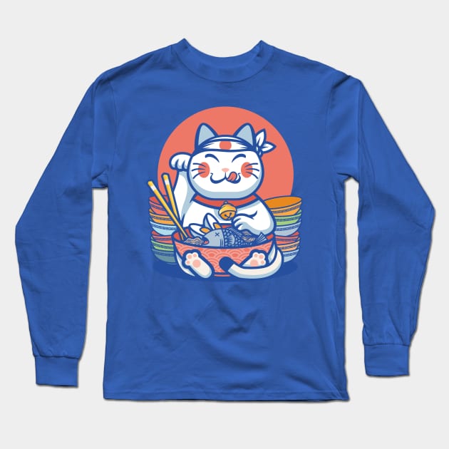 Good luck cat ramen Long Sleeve T-Shirt by redwane